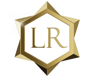 Gold LR monogram logo emblem of Lurozzia Jewellers — a South African fine jewellery house specializing in bespoke luxury craftsmanship and heirloom-quality design.